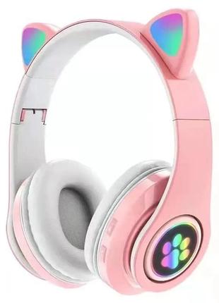 Беспроводные детские наушники розовые cat ear led innotech