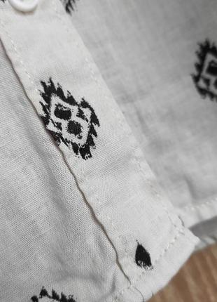 H&m сорочка з льону, рубашка з рукавом льняна, вишиванка сучасна6 фото