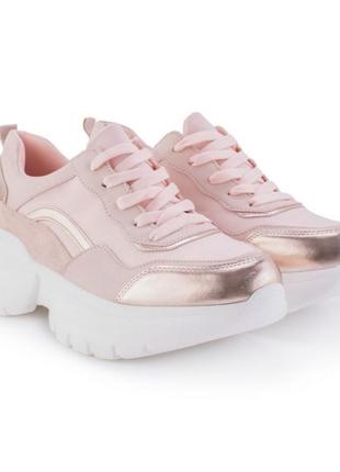 Стильные розовые пудра кроссовки на платформе массивные модные кроссы3 фото