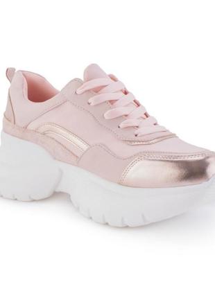 Стильные розовые пудра кроссовки на платформе массивные модные кроссы4 фото