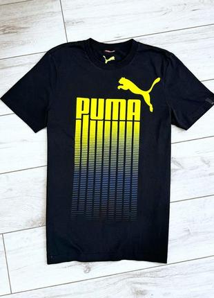Чорна футболка puma синя жовта1 фото