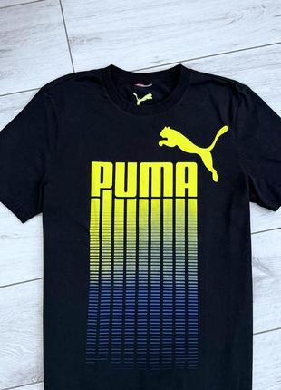 Чорна футболка puma синя жовта8 фото