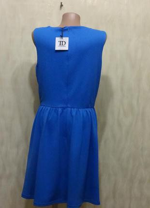 Голубое нарядное фактурное платье td, р.124 фото