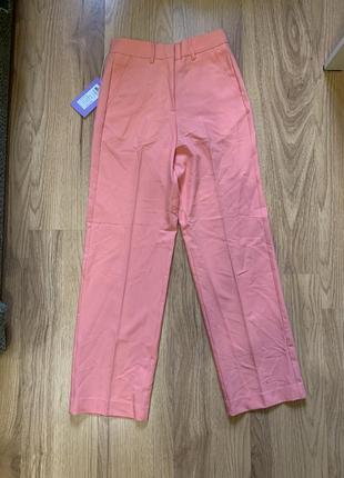 Персиковые розовые модные брюки штаны легкие весенние деловые офисные zara