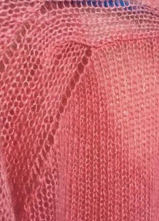 Рожевий светр павутинка з мохеру вільного крою від whistles5 фото