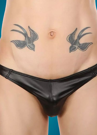 Мужские стринги брифы трусы сексуальные эротическое бельё для стрипа кожаные лаковые латексные винил