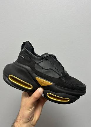 Кросівки balmain b-bold low-top sneakers black gold7 фото