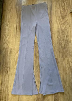 Лавандовые брюки лосины с разрезами рубчик в полоску zara8 фото