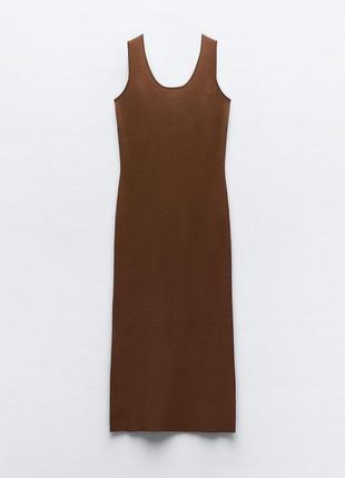 Сукня жіноча коричнева приталена zara new6 фото