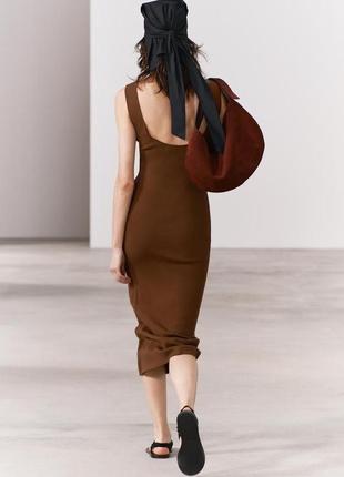 Сукня жіноча коричнева приталена zara new2 фото