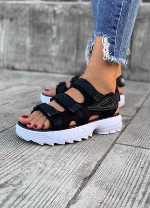 Распродажа шикарные босоножки fila disruptor black & white босоніжки сандалі сандалии3 фото