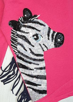 🌿1+1=3 стильний рожевий лонгслів светр з зебрами в паєтках bluezoo на 4-5 років8 фото