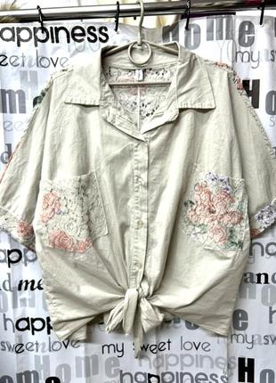 Блуза италия, рубашка натуральная, оверсайз 42-52р.3 фото