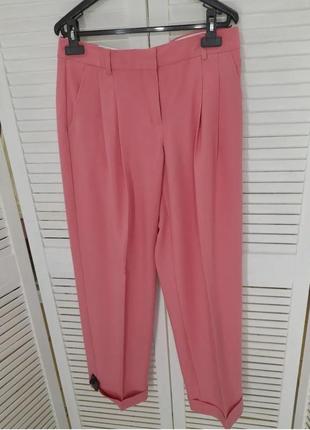 Персиковые розовые модные брюки штаны легкие весенние деловые офисные zara4 фото