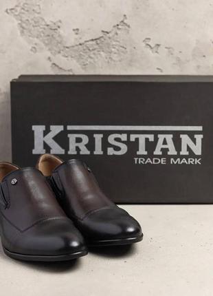 Классические мужские туфли без шнурков *5505 к *, коричневые кожаные туфли из натуральной кожи3 фото
