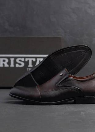 Классические мужские туфли без шнурков *5505 к *, коричневые кожаные туфли из натуральной кожи5 фото
