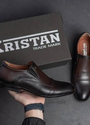 Классические мужские туфли без шнурков *5505 к *, коричневые кожаные туфли из натуральной кожи2 фото