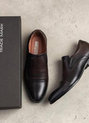 Классические мужские туфли без шнурков *5505 к *, коричневые кожаные туфли из натуральной кожи6 фото