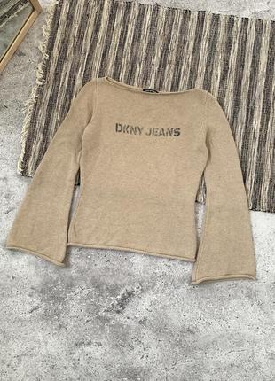 Vintage dkny jeans sweater винтаж женский бежевый свитер дкну donna karan new york размер м