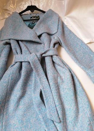 Пальто букле оверсайз фасон кокон на запах с поясом да боковых кармана , производитель vam пальто ра2 фото