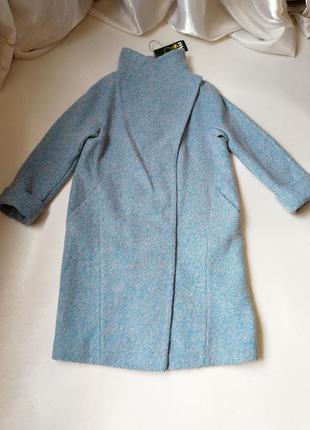 Пальто букле оверсайз фасон кокон на запах с поясом да боковых кармана , производитель vam пальто ра3 фото