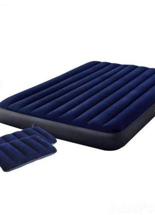 Матрас надувной велюровый с подушками и насосом, 152х203х25 см от egorka