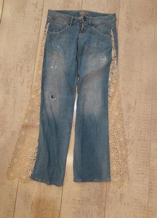Стильні брендві джинси ажурна вставка6 фото