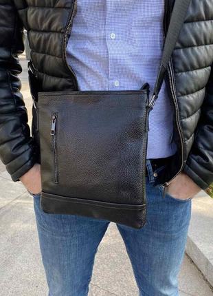 Модная мужская кожаная сумка планшетка через плечо4 фото