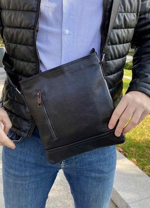 Модная мужская кожаная сумка планшетка через плечо3 фото