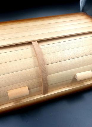 Дерев'яна хлібник на 2 відділення ручної роботи деревина бук 44 см * 27 см, висота 17 див.1 фото
