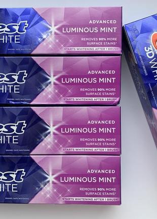Відбілююча зубна паста crest 3d white luminous mint 104 g