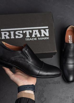 Классические мужские туфли без шнурков *5505 ч*, черные кожаные туфли из натуральной кожи3 фото