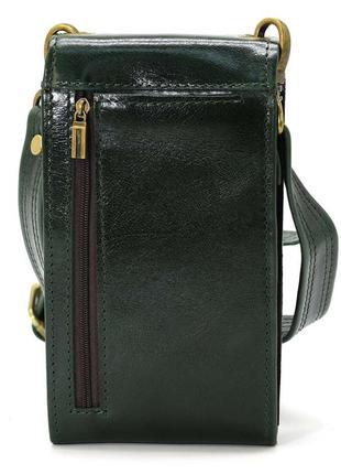 Кожаная женская сумка-чехол панч ge-2122-4lx tarwa, зеленая глянец3 фото