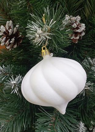 Набір новорічних оксамитових ялинкових кульок "зефір"
