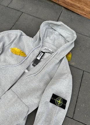 Стильна олімпійка зіп худі stone island сірий/брендове зіп худі стон айленд/шикарне худі стон исланд2 фото