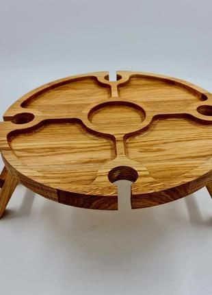 Деревянный винный столик на складных ножках, дуб. 34.8 см, высота 21 см.2 фото