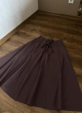 Стильная винтажная на завязках шерстяная длинная юбка миди макси размер м-л1 фото