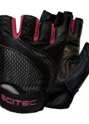 Рукавички жіночі для спорту pink style s чорно-рожевий (07087004), scitec nutrition
