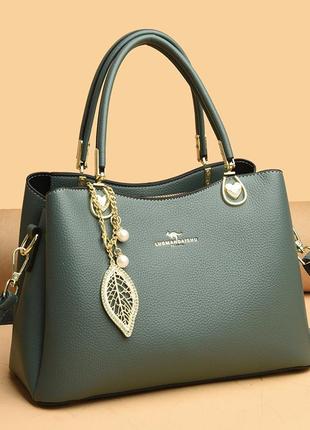 Жіноча сумка класична з екошкіри зелена