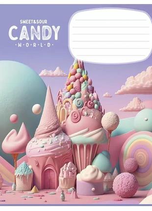 Зошит учнівський "candy world" 012-3266k-2 в клітинку, 12 аркушів