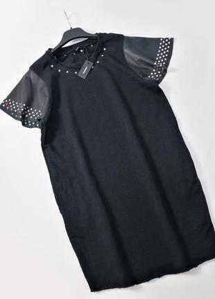 Брендовое платье с кожаными рукавами diesel2 фото