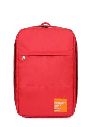 Рюкзак для ручної поклажі poolparty hub 40x25x20см ryanair / wizz air / мау червоний1 фото