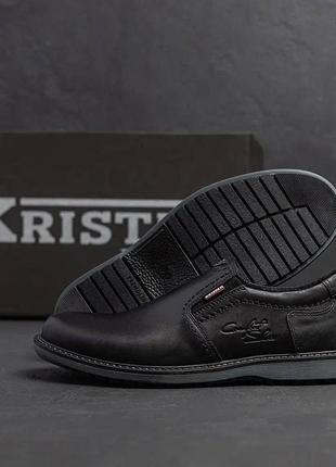 Классические мужские туфли без шнурков *118 ч*, черные кожаные туфли из натуральной кожи2 фото