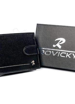 Чоловічий шкіряний гаманець rovicky n992l-cmc чорний -