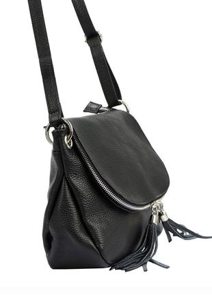 Жіноча шкіряна сумка miamore 01-028 dollaro чорний -3 фото