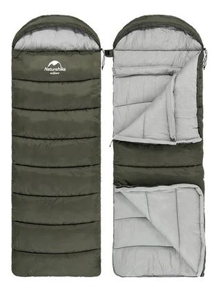 Спальник з капюшоном naturehike u150 nh20msd07, (11°c), правий, зелений