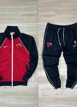 Спортивний костюм nike miami heat nylon tracksuit оригінал! штани+кофта баскетбольний олімпійка нейлонові найк