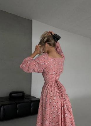 Муслінова міді сукня в квіточку4 фото
