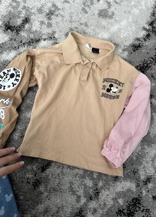 Реглан блуза zara з міккі 9 р 134см футболка