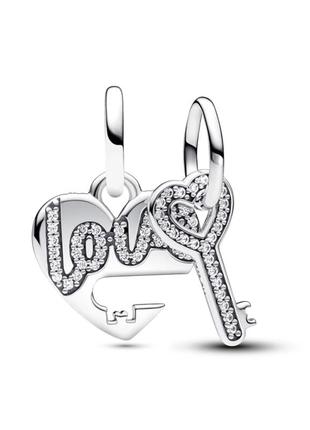 Срібний шарм-підвіска «серце і ключ»